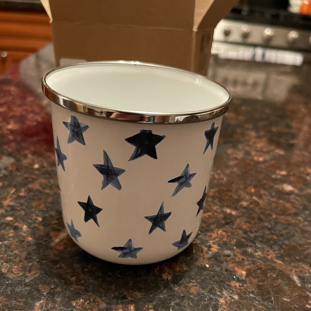 New Pottery Barn Americana Watercolor Stars Enamel Mug - Picture 8 of 11